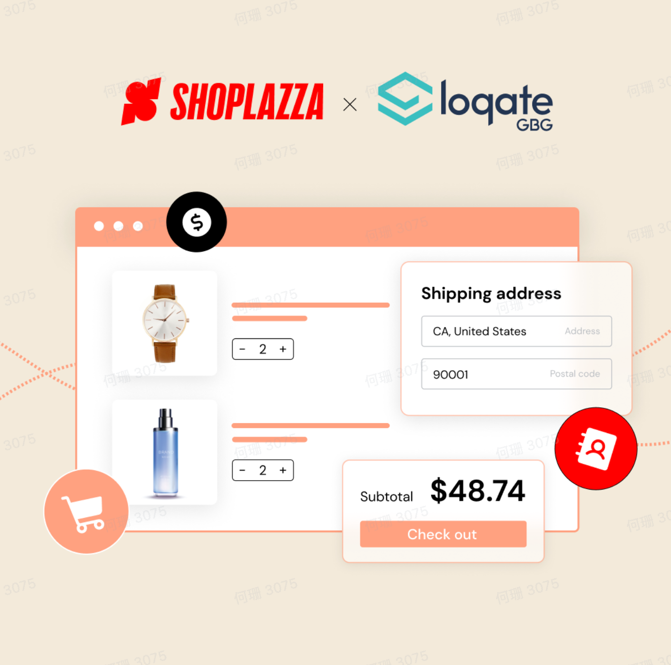 Our blog cover, with the logos of Shoplazza and Loqate.