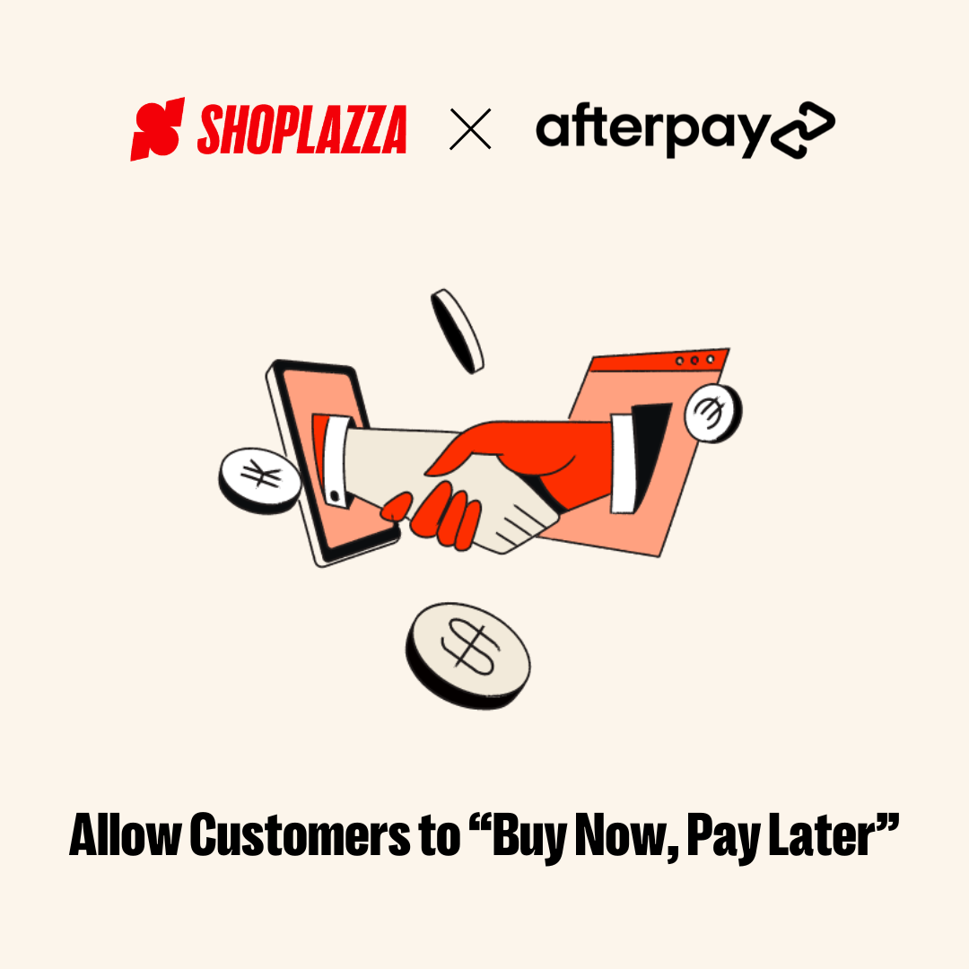 Shoplazza and Afterpay logos, with the phrase 